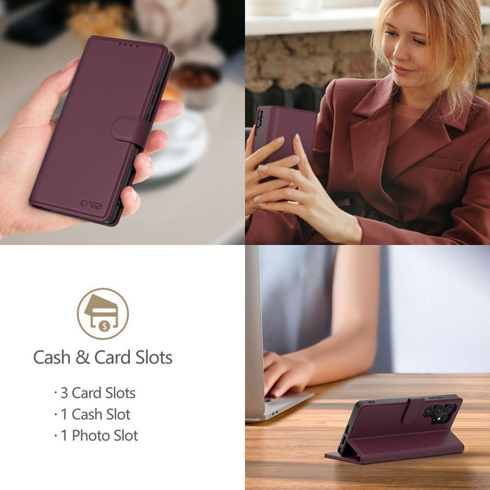 Калъф-портфейл Tech-Protect за Xiaomi Redmi Note 15 Pro 5G - бордо