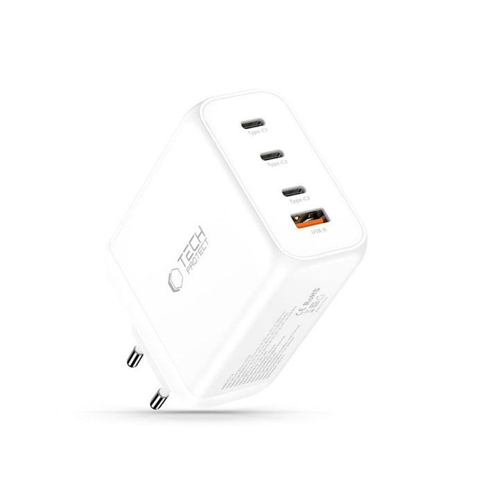 Tech-Protect NC200W-GaN 4-портово 200W зарядно за стена - бяло