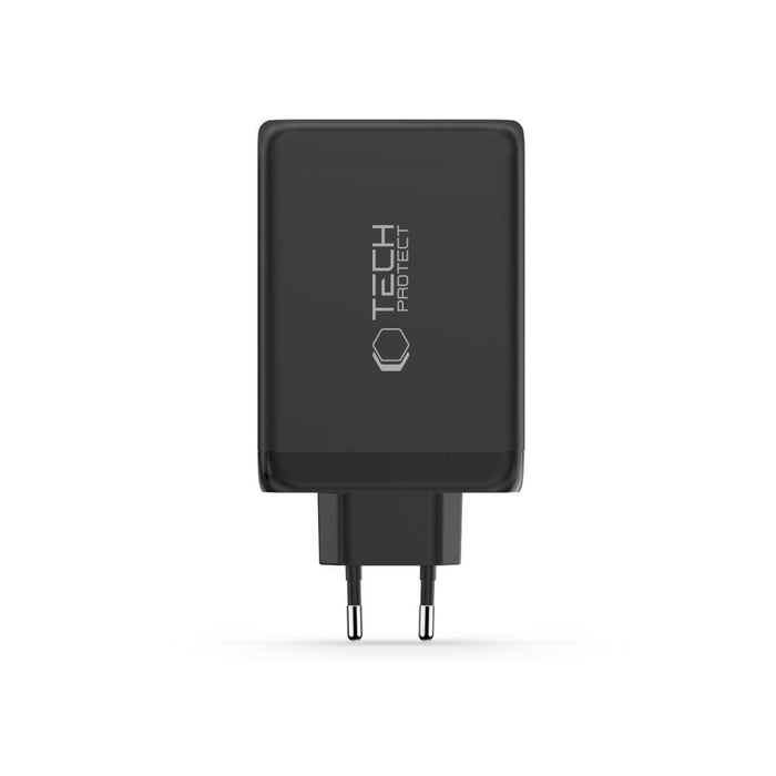 Tech-Protect NC240W-GaN 4-портово 240W зарядно за стена - черно