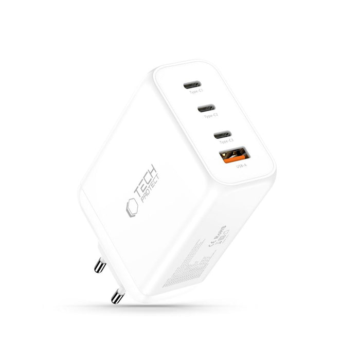 Tech-Protect NC240W-GaN 4-портово 240W зарядно за стена - бяло