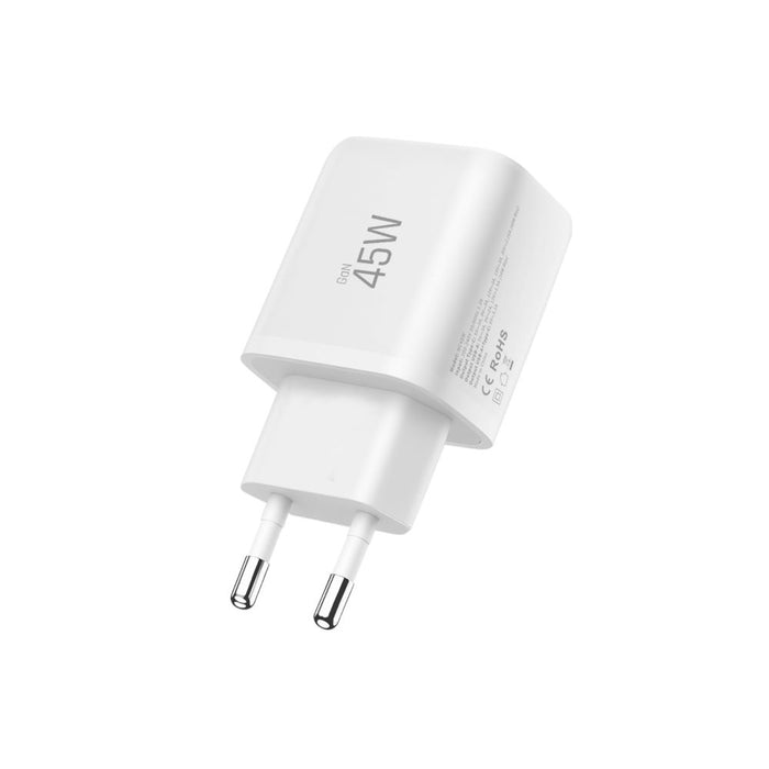 Зарядно за стена Tech-Protect NCA45W-GAN с 2 порта 45W и USB-C кабел - бяло