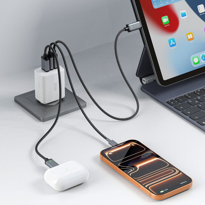 Tech-Protect NCA65W-GAN 3-портово 65W зарядно за стена - бяло