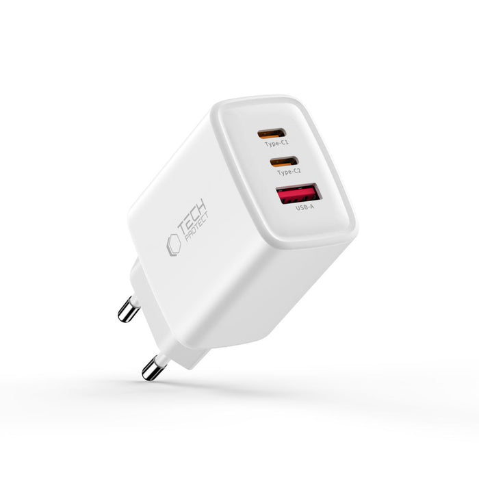 Tech-Protect NCA65W-GAN 3-портово 65W зарядно за стена - бяло