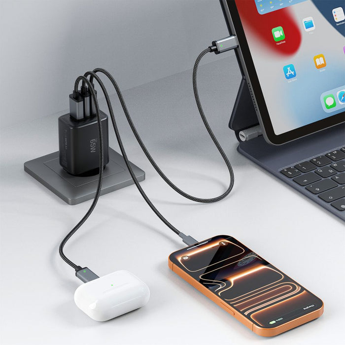 Tech-Protect NCA65W-GAN 3-портово 65W зарядно за стена - черно