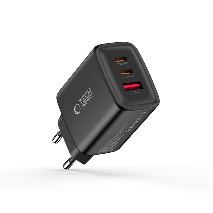 Tech-Protect NCA65W-GAN 3-портово 65W зарядно за стена - черно