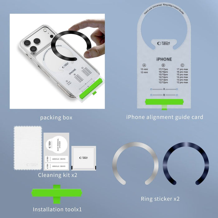 Магнитни пръстени Tech-Protect MMP-210 MagSafe, комплект от 2 броя - сребрист/тъмносин