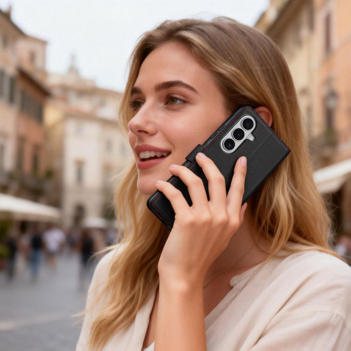 Калъф-портфейл Tech-Protect за Samsung Galaxy S26 - черен и червен
