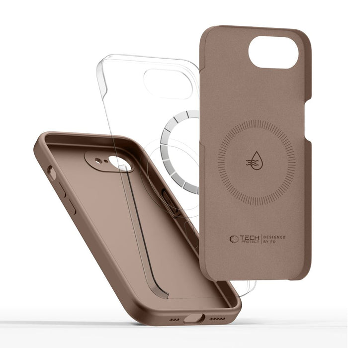 Силиконов калъф Tech-Protect MagSafe за iPhone 16E / 17E - кафяв