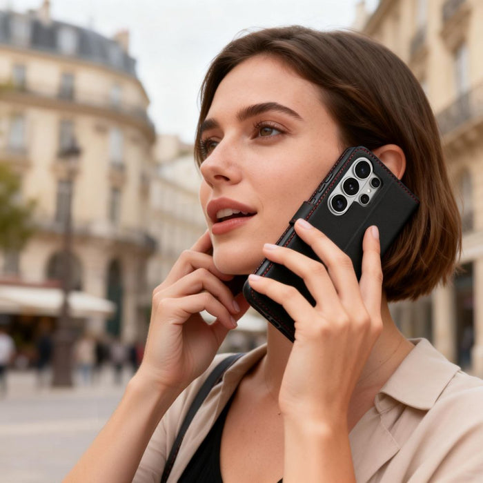 Калъф-портфейл Tech-Protect за Samsung Galaxy S26 Ultra - черен и червен