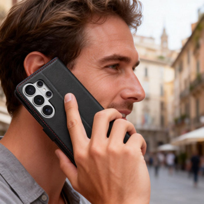 Калъф-портфейл Tech-Protect за Samsung Galaxy S26 Ultra - черен и червен