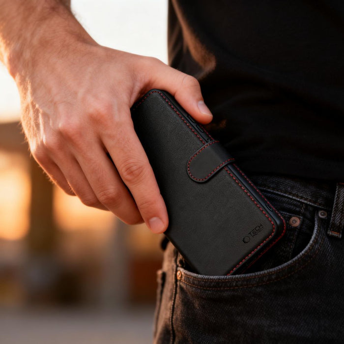 Калъф-портфейл Tech-Protect за Samsung Galaxy S26 Ultra - черен и червен