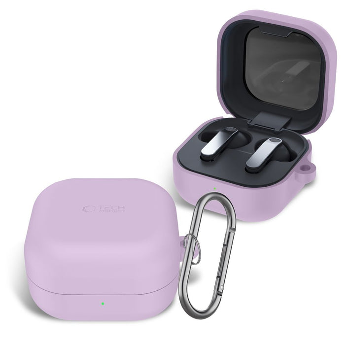 Силиконов калъф Tech-Protect с кука за Samsung Galaxy Buds 4 / 4 Pro - лилав