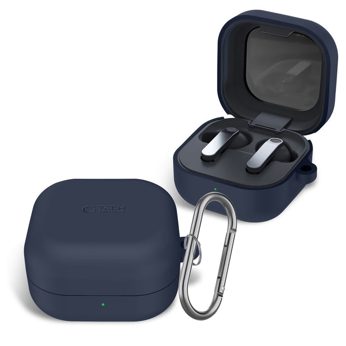Силиконов калъф Tech-Protect с кука за Samsung Galaxy Buds 4 / 4 Pro - тъмносин