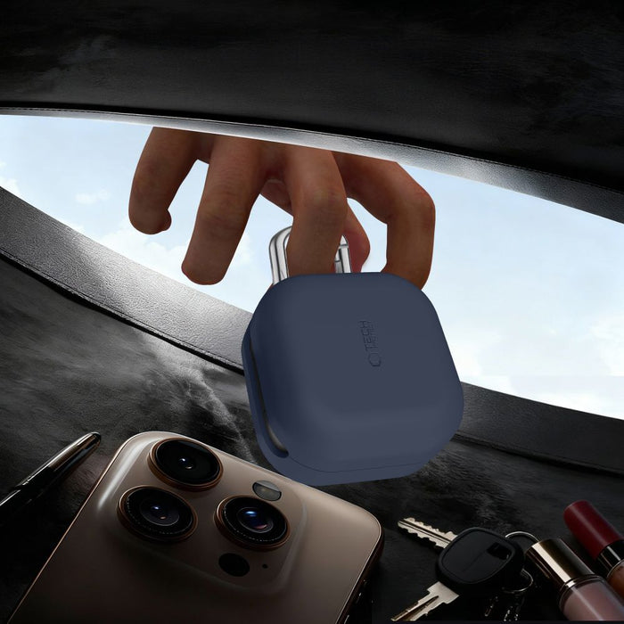 Силиконов калъф Tech-Protect с кука за Samsung Galaxy Buds 4 / 4 Pro - тъмносин