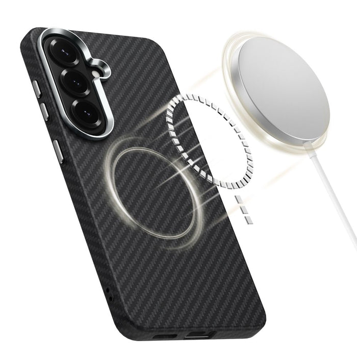 Калъф Tech-Protect Ion Carbon MagSafe за Samsung Galaxy S26 - черен и сребрист