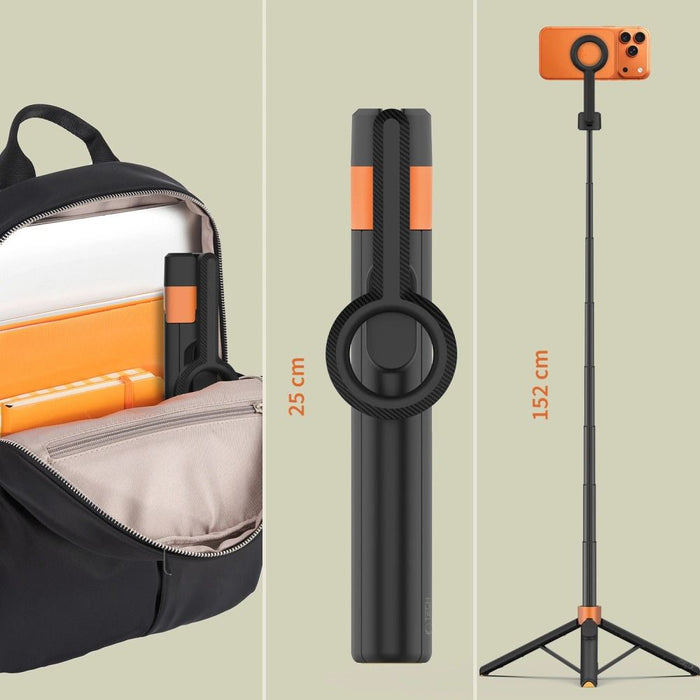 Tech-Protect L10S Bluetooth селфи стик статив - черен и оранжев