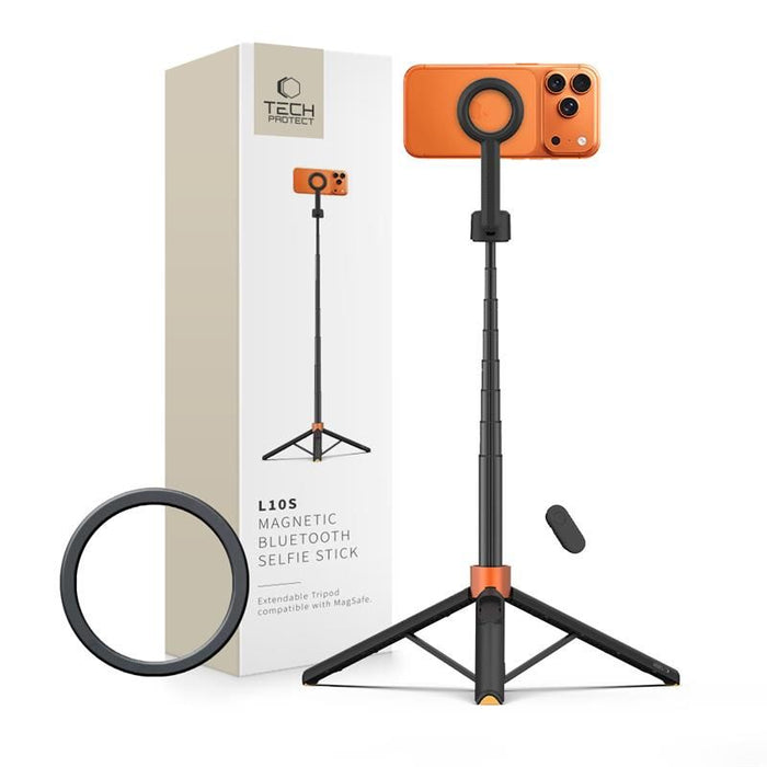 Tech-Protect L10S Bluetooth селфи стик статив - черен и оранжев