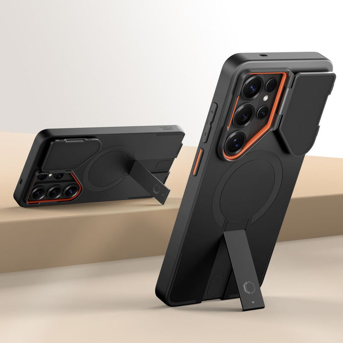 Кейс Tech-Protect Kevlar Aura MagSafe за Samsung Galaxy S26 Ultra - черен и оранжев
