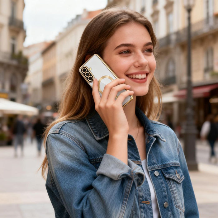 Кейс Tech-Protect MagFlex MagSafe за Samsung Galaxy A57 5G - прозрачен златист