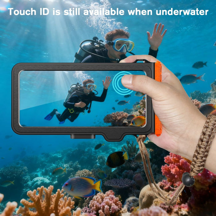 Водоустойчив калъф за телефон Tech-Protect IPX8 Pro - оранжев и черен