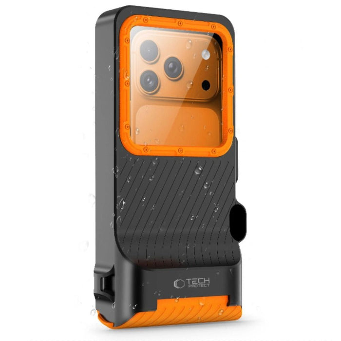 Водоустойчив калъф за телефон Tech-Protect IPX8 Pro - оранжев и черен
