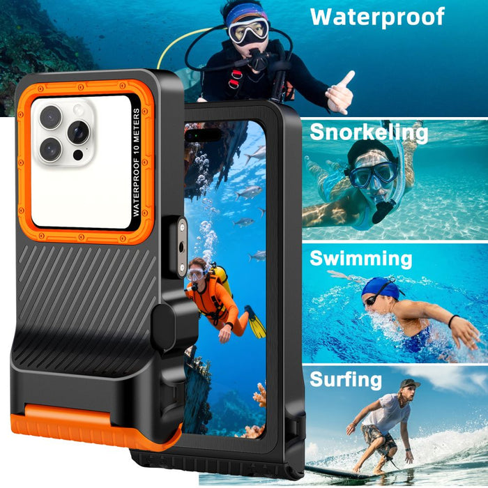 Водоустойчив калъф за телефон Tech-Protect IPX8 Pro - оранжев и черен