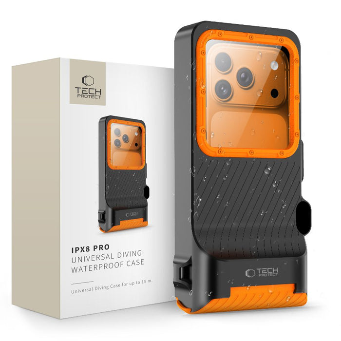 Водоустойчив калъф за телефон Tech-Protect IPX8 Pro - оранжев и черен