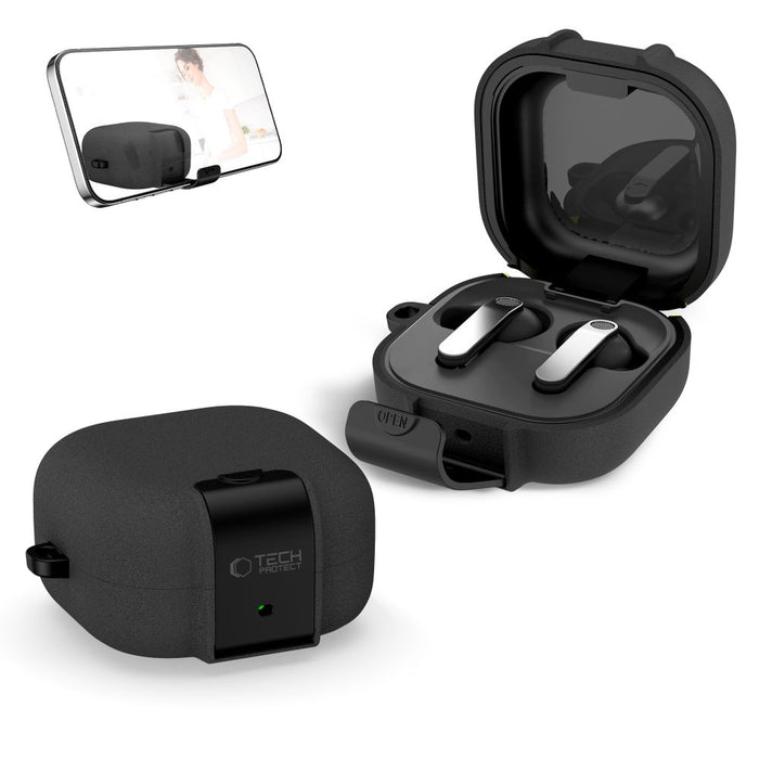 Тънък калъф Tech-Protect Hook за Samsung Galaxy Buds 4 / 4 Pro - черен