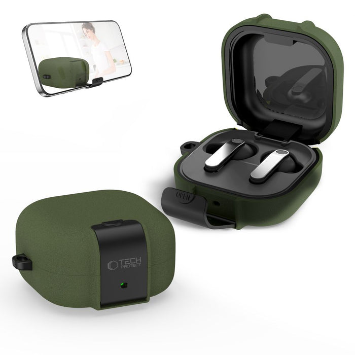 Tech-Protect тънък калъф с кука за Samsung Galaxy Buds 4 / 4 Pro - зелен