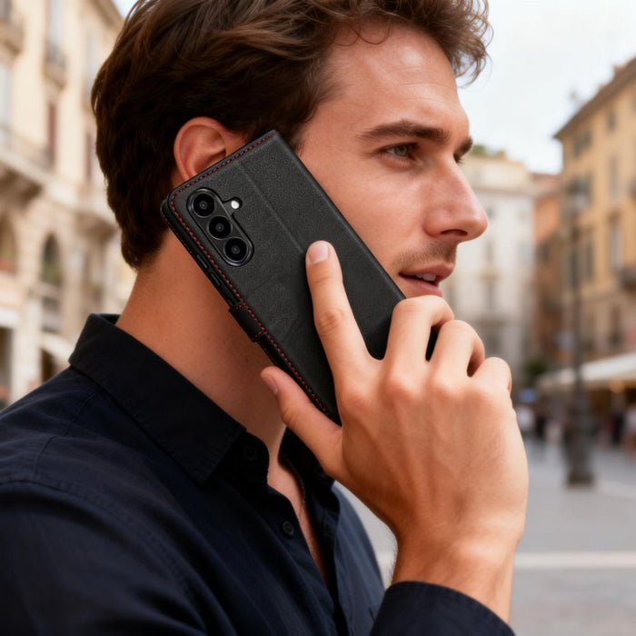 Калъф-портфейл Tech-Protect за Samsung Galaxy A57 5G - черен и червен