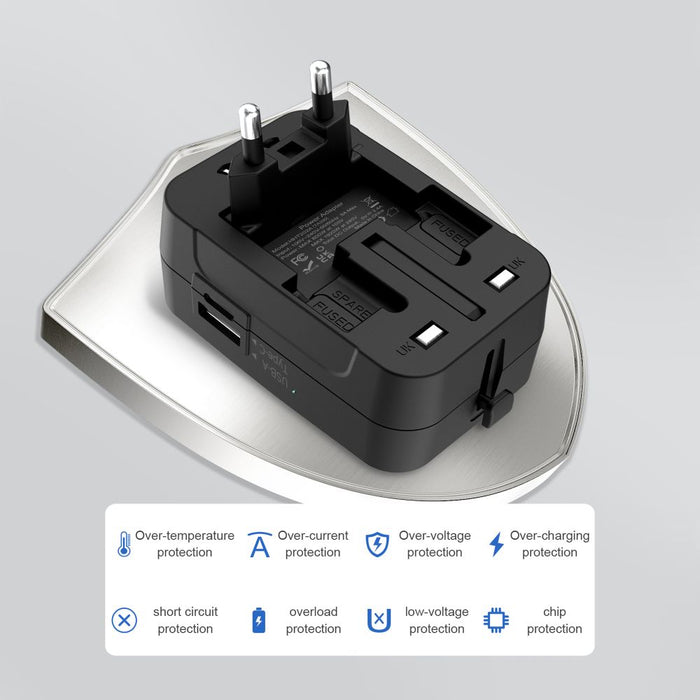 Tech-Protect TA300 Адаптер за пътуване за ЕС / Великобритания / Австралия - Черен