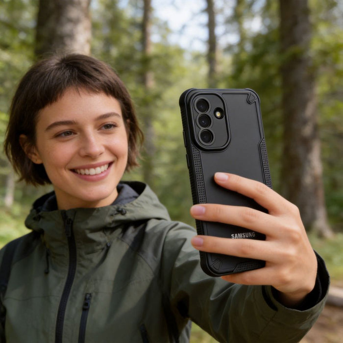 Кейс Tech-Protect Rugged Shield за Samsung Galaxy A57 5G - прозрачен черен