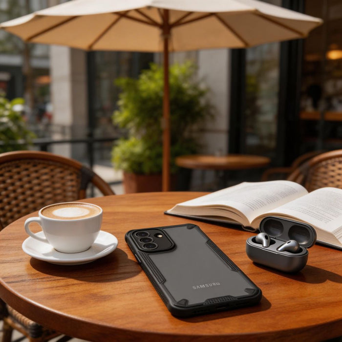 Кейс Tech-Protect Rugged Shield за Samsung Galaxy A57 5G - прозрачен черен