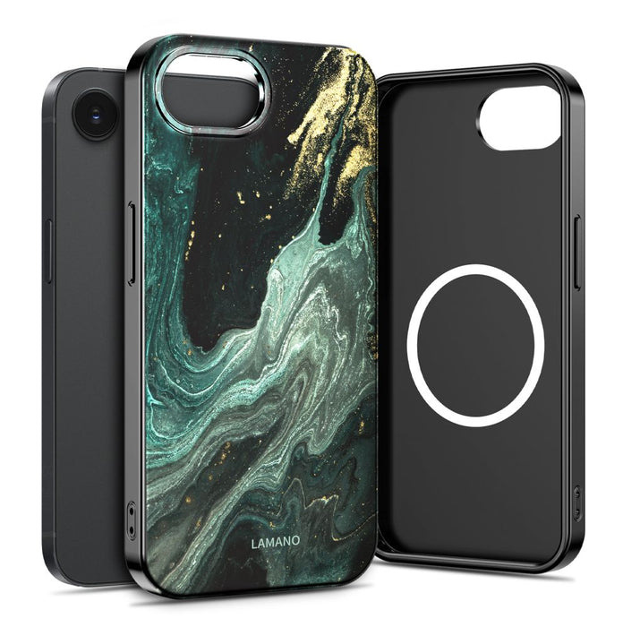 Калъф Tech-Protect Lamano MagSafe за iPhone 16e / 17e - черен и зелен