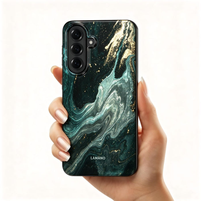 Калъф Tech-Protect Lamano MagSafe за Samsung Galaxy A57 5G - черен и зелен