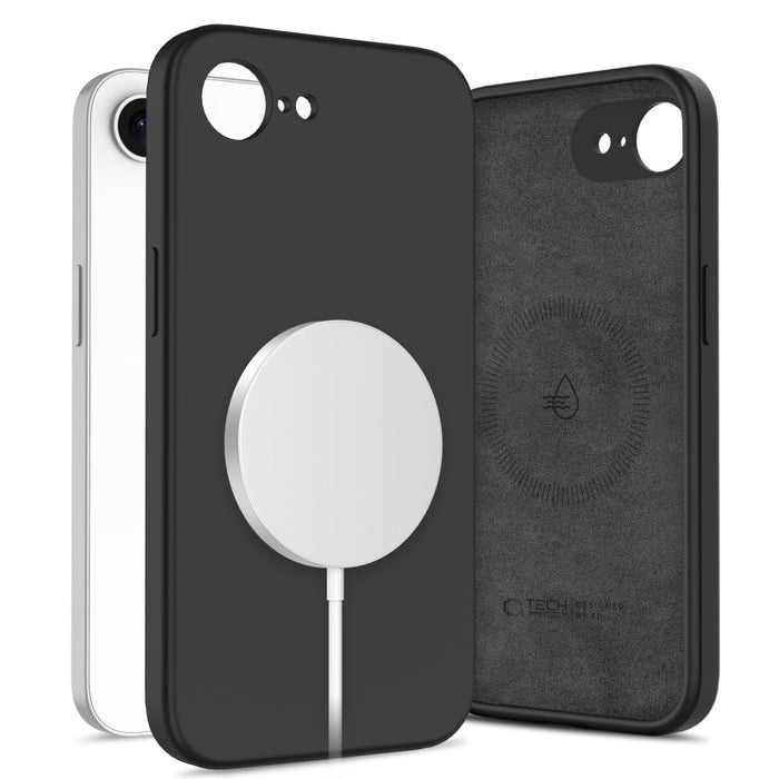 Силиконов калъф Tech-Protect MagSafe за iPhone 16e / 17e - черен