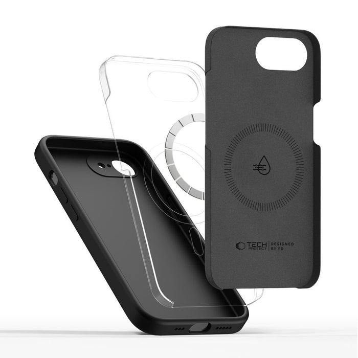 Силиконов калъф Tech-Protect MagSafe за iPhone 16e / 17e - черен