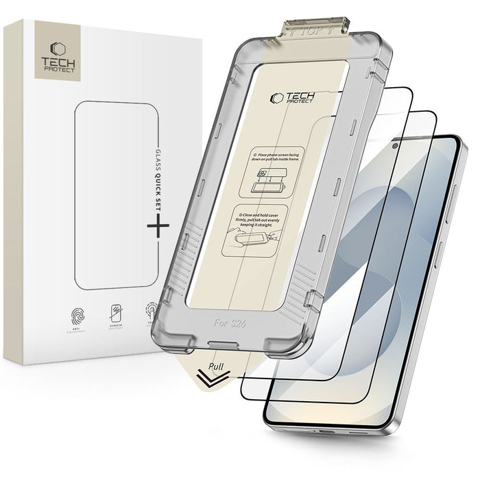Tech-Protect Quick Set+ 2 броя закалено стъкло за Samsung Galaxy S26 - черно