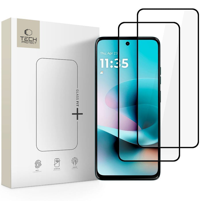 Tech-Protect Glass Fit+ 2 броя закалено стъклено фолио за Motorola Moto G57 / G57 Power / G67 Power - черно