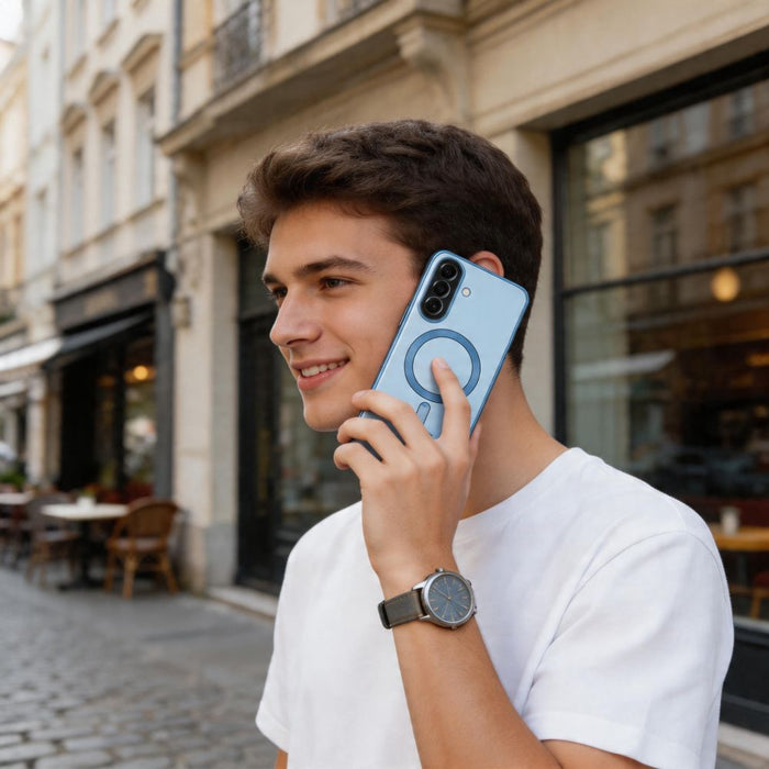 Кейс Tech-Protect MagFlex MagSafe за Samsung Galaxy A57 5G - прозрачен син
