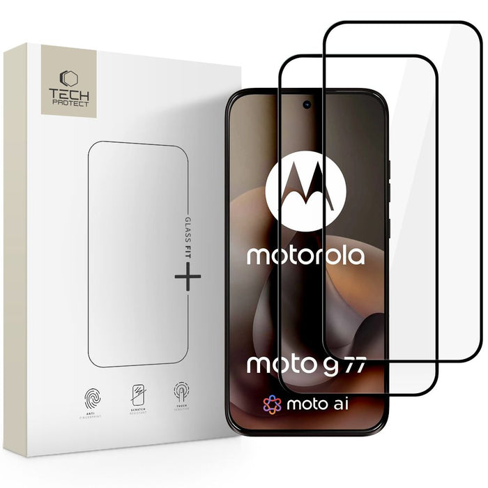 Tech-Protect Glass Fit+ 2 броя закалено стъкло за Motorola Moto G67 / G77 - черно