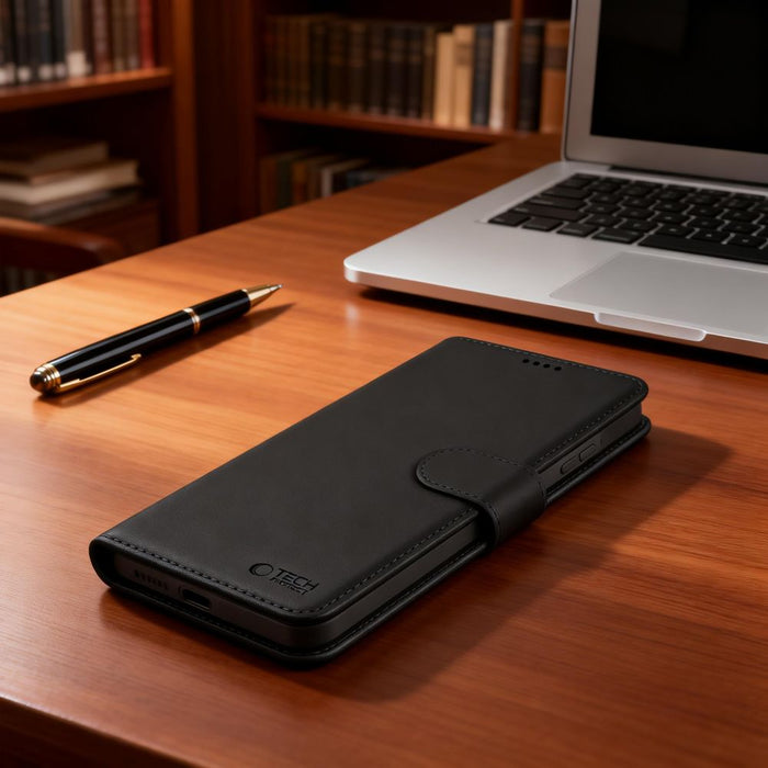 Калъф Tech-Protect Wallet MagSafe за Samsung Galaxy S26 - матово черно