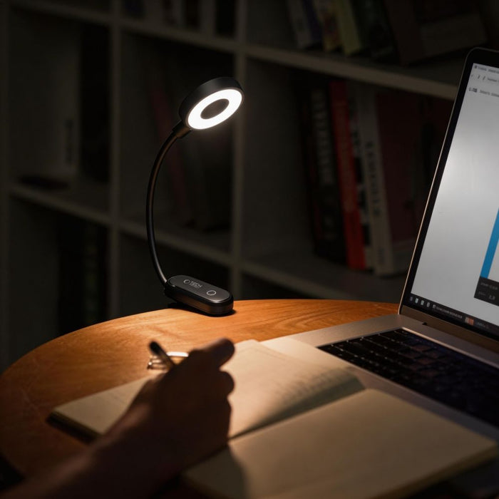 Безжична лампа Tech-Protect LL100 с щипка + USB-A / USB-C кабел 30 см - черна