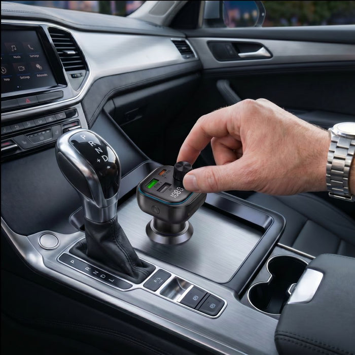 Tech-Protect CC07 3-портово PD 54W зарядно за кола + Bluetooth FM трансмитер - черно