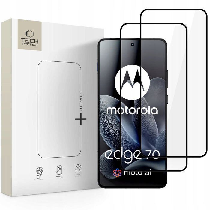 Tech-Protect Glass Fit+ 2 броя закалено стъкло за Motorola Edge 70 5G - черно