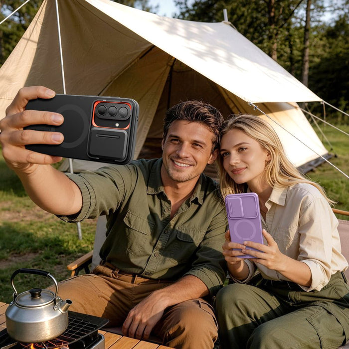 Кейс Tech-Protect Kevlar Aura MagSafe за Samsung Galaxy A57 - черен и оранжев
