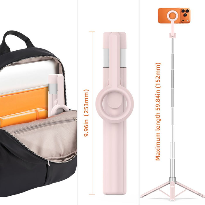 Селфи стик Tech-Protect L10S Bluetooth - Розово-сив