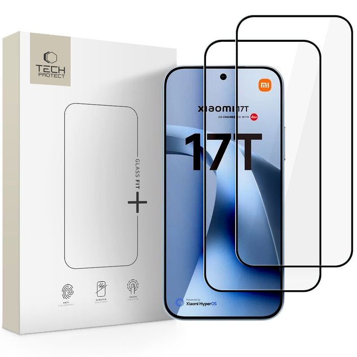 Tech-Protect Glass Fit+ 2 броя закалено стъкло за Xiaomi 17T - черно
