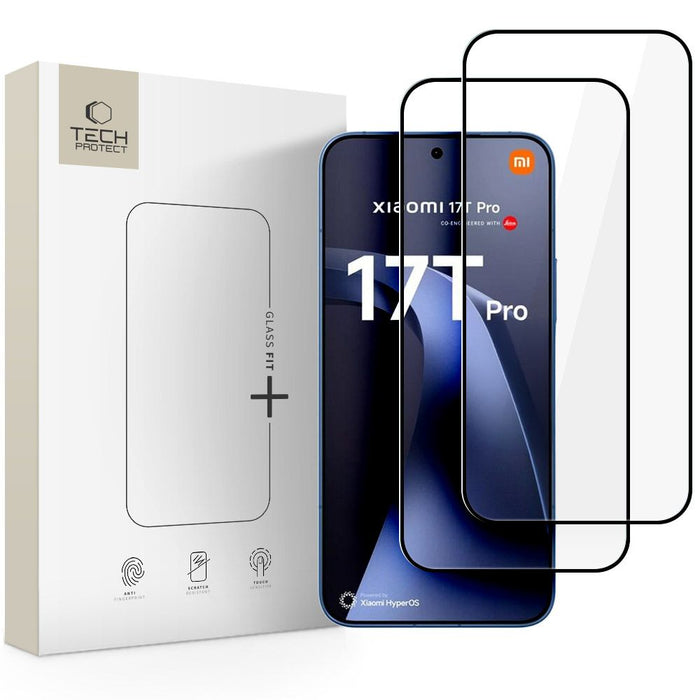 Tech-Protect Glass Fit+ 2 броя закалено стъкло за Xiaomi 17T Pro - черно