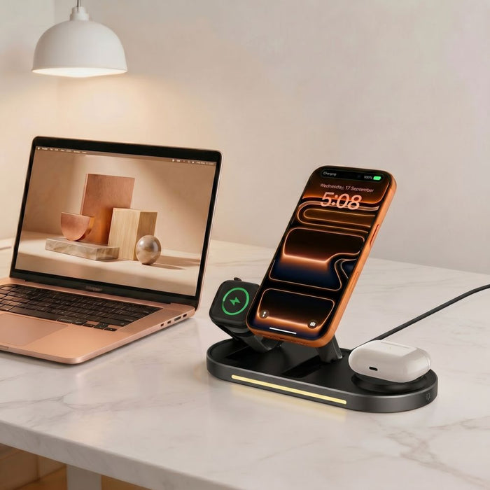 Безжично зарядно Tech-Protect A51 MagSafe 3-в-1 25W QI2.2 - черно